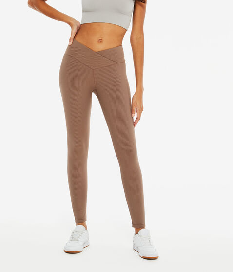 Ribbed High-Rise Crossover Leggings