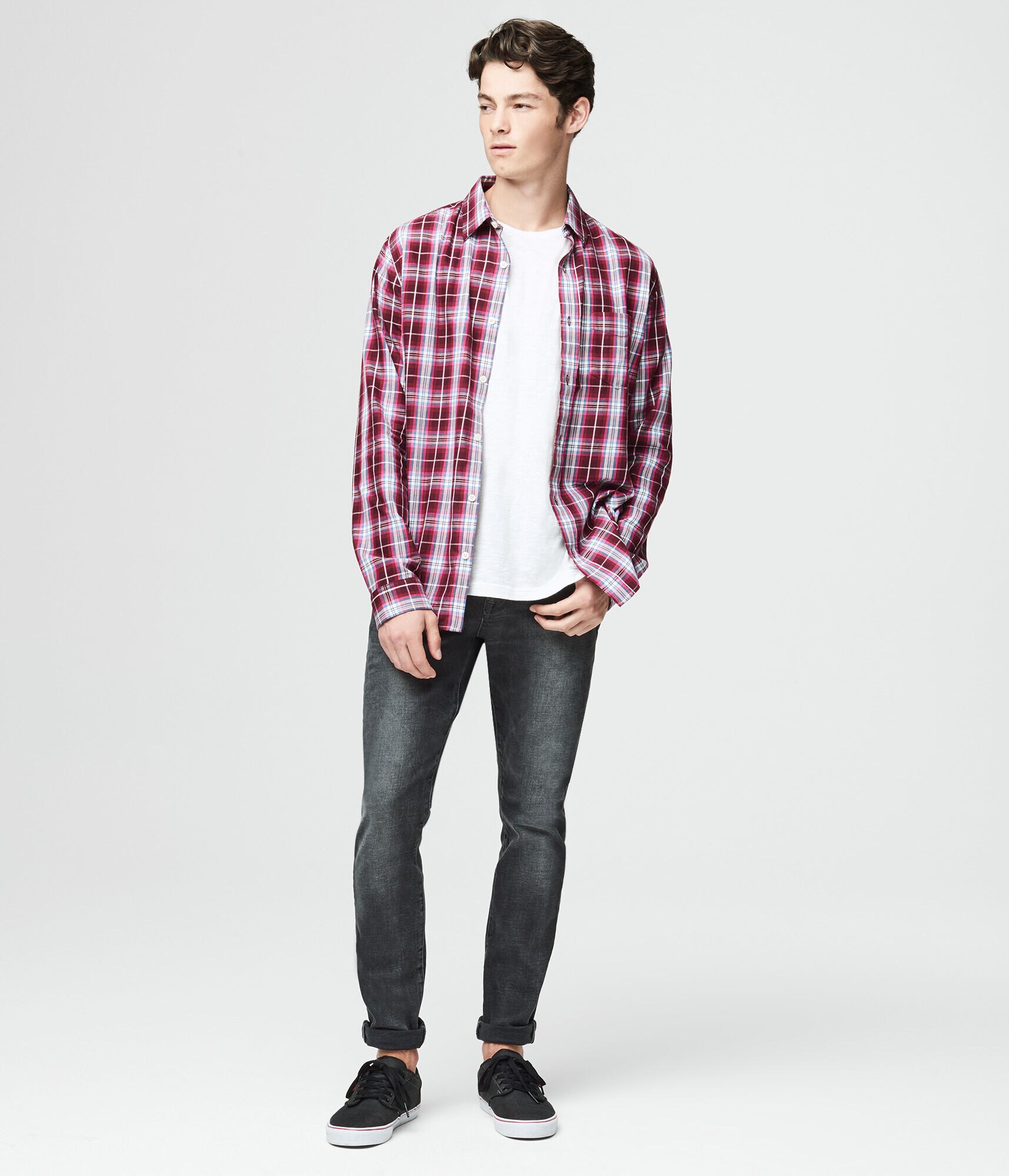 Long Sleeve Plaid Woven Shirt