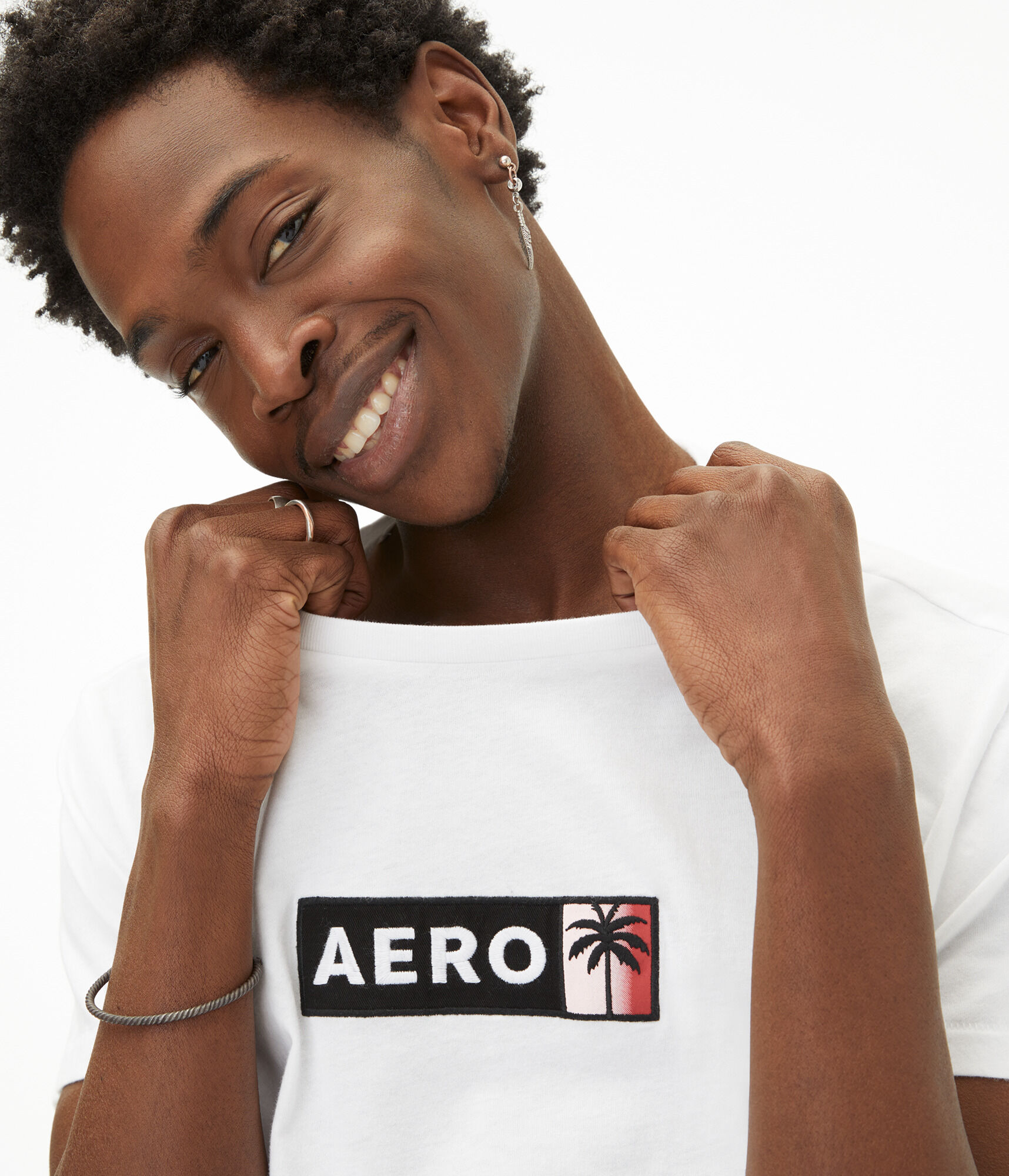 Aero Palm Tree Box Logo Appliqu&eacute; Graphic Tee