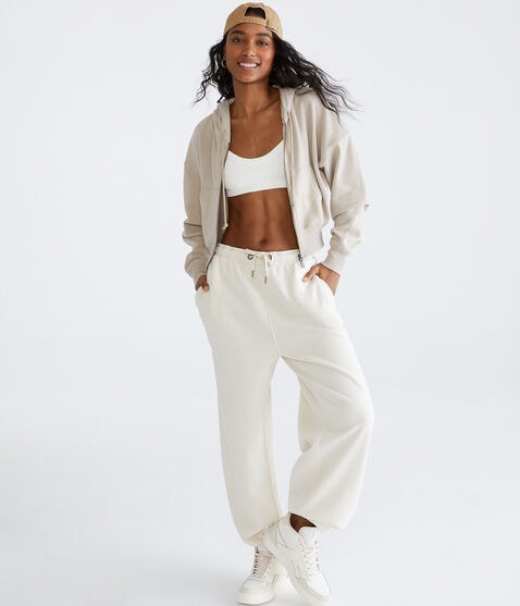 Solid Cropped Full-Zip Hoodie Solid Cropped Full-Zip Hoodie