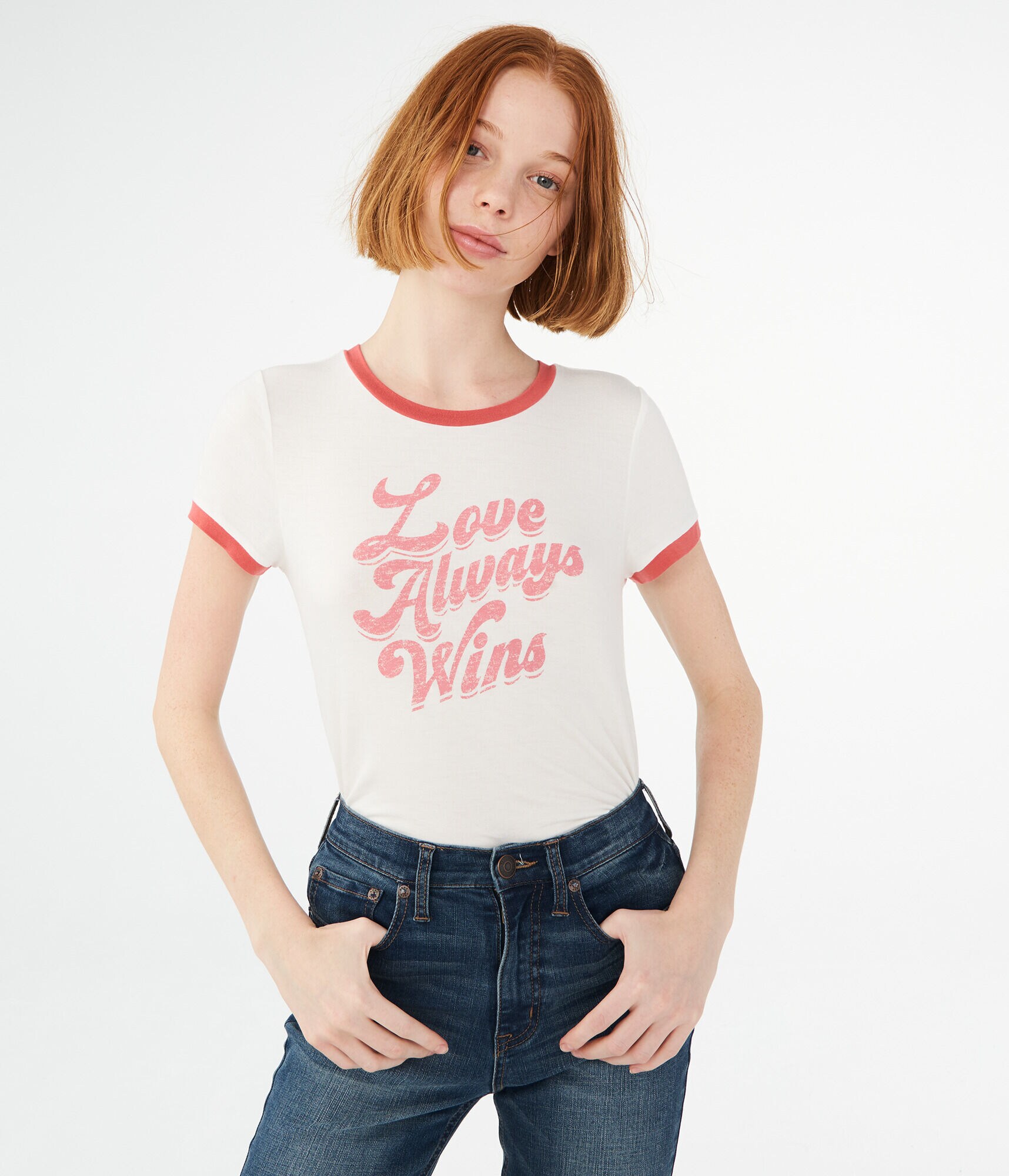Love Always Wins Ringer Graphic Girl Tee