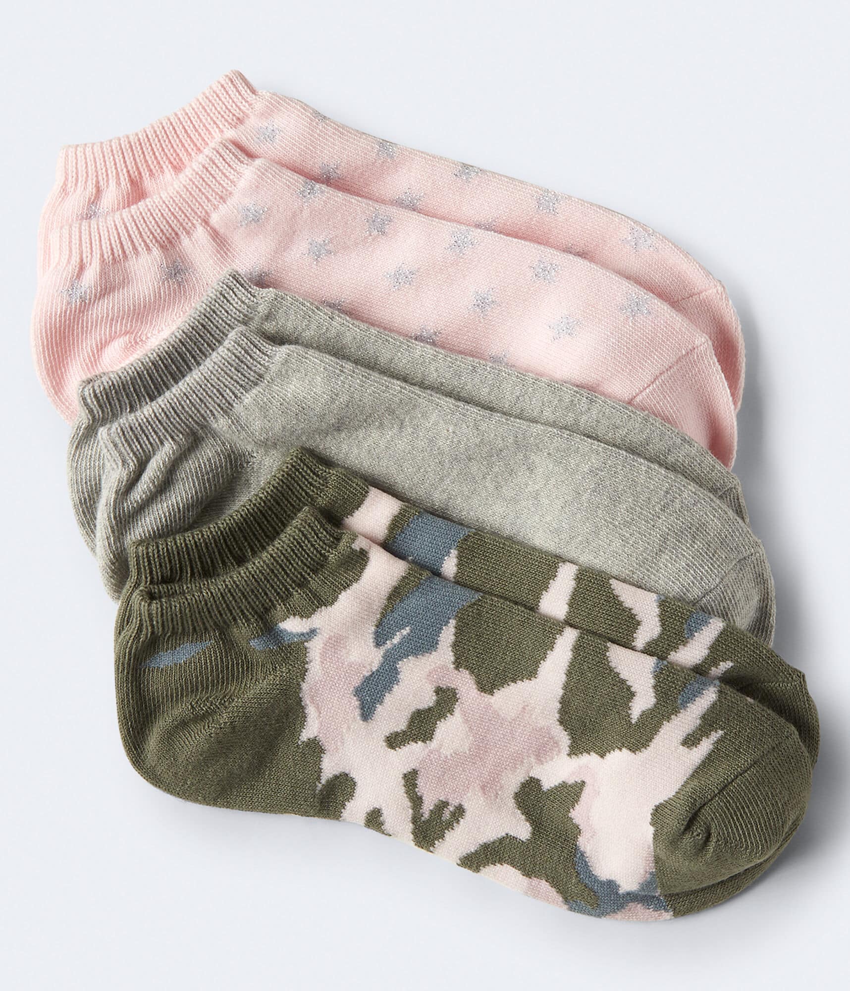 3-Pack Stars, Solid &amp; Camo Ankle Socks