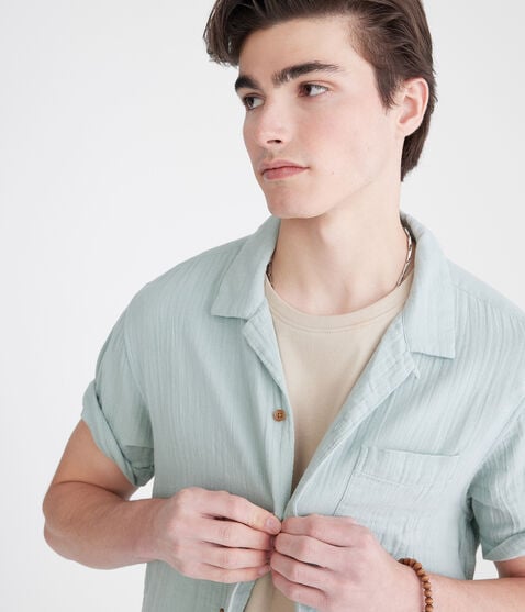 Short Sleeve Gauze Camp Shirt