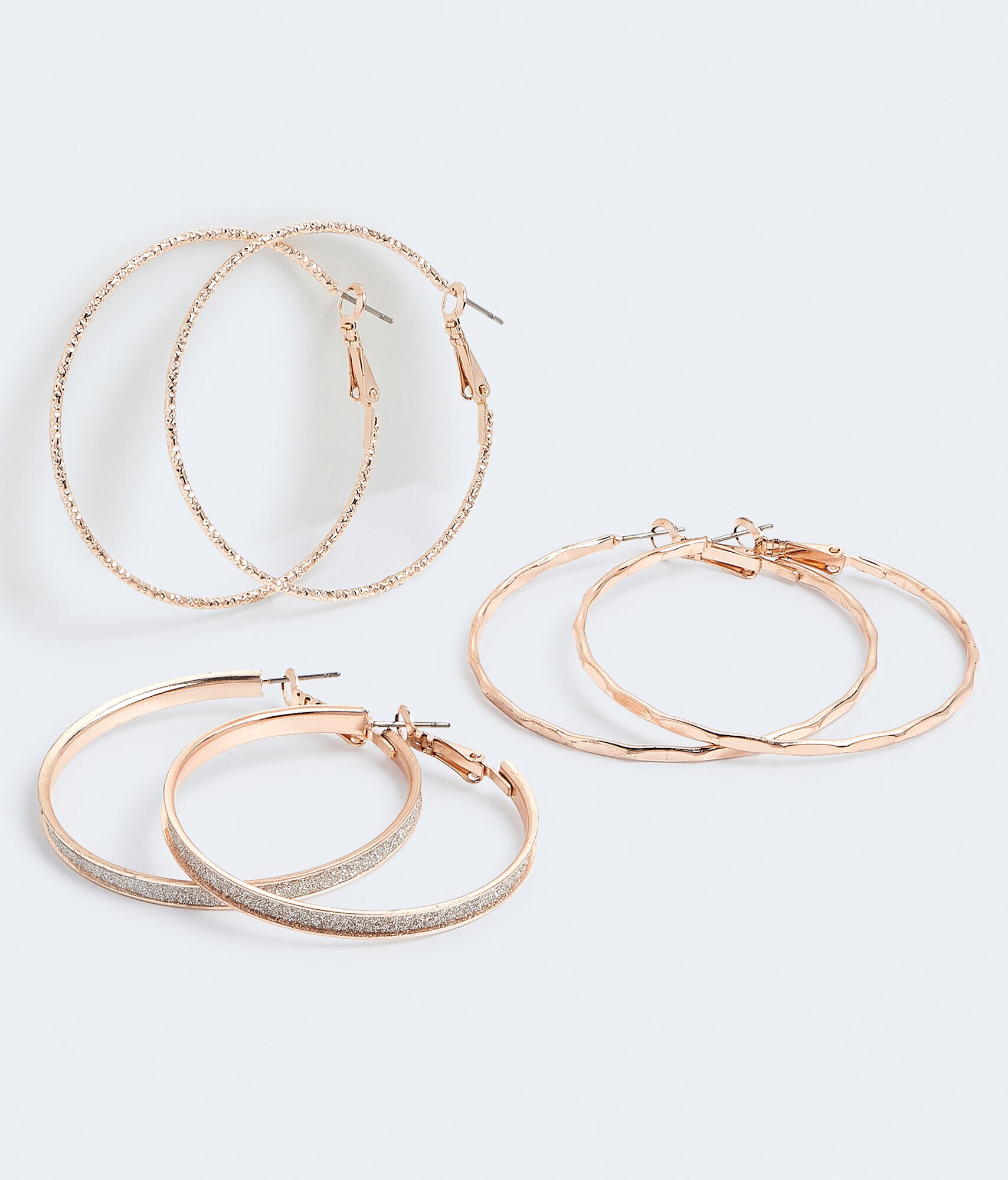 Textured &amp; Sparkle Hoop Earring 3-Pack
