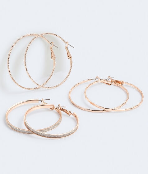 Textured & Sparkle Hoop Earring 3-Pack Textured & Sparkle Hoop Earring 3-Pack