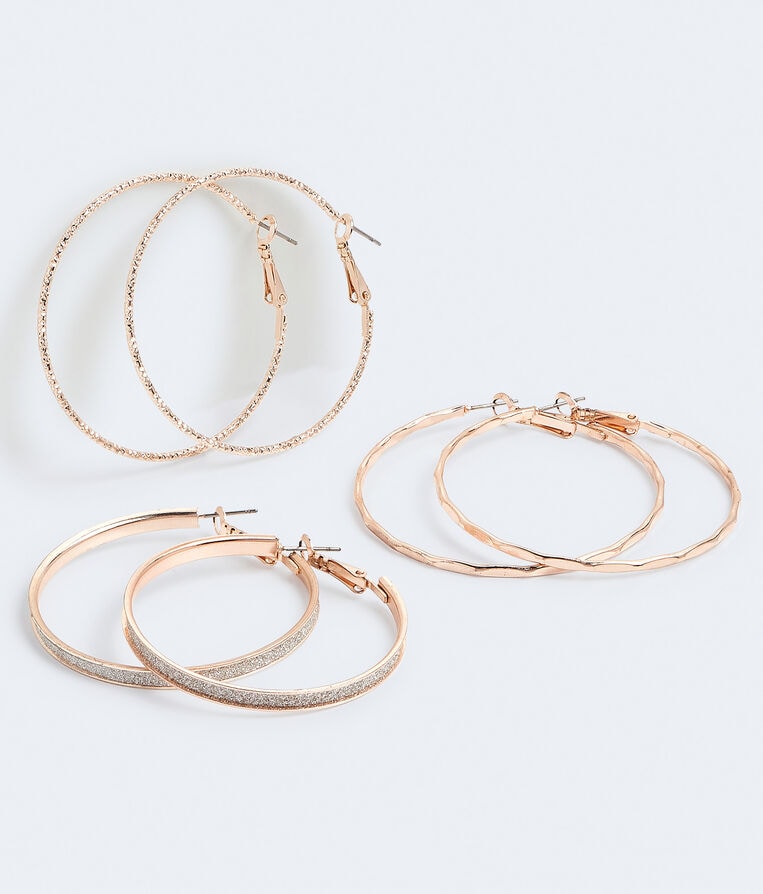 Textured & Sparkle Hoop Earring 3-Pack