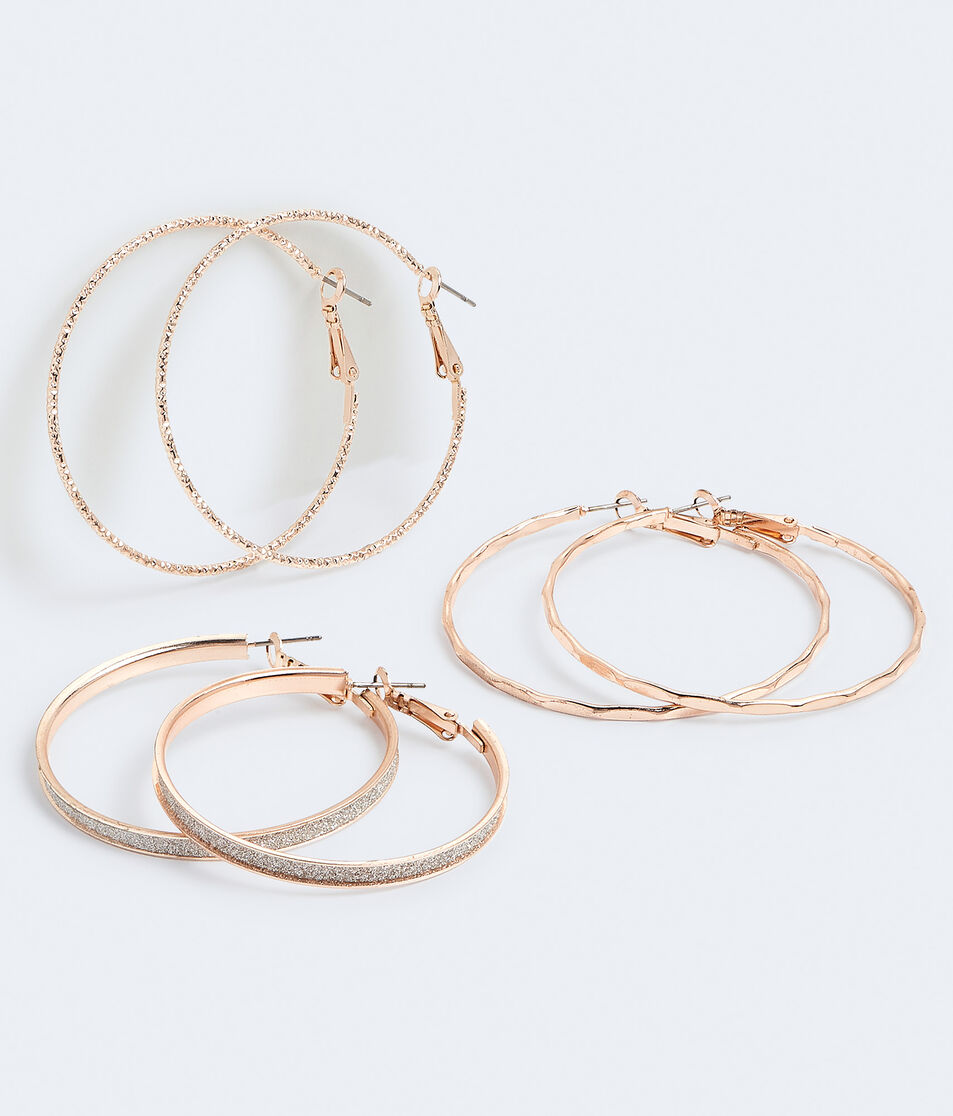 Textured & Sparkle Hoop Earring 3-Pack