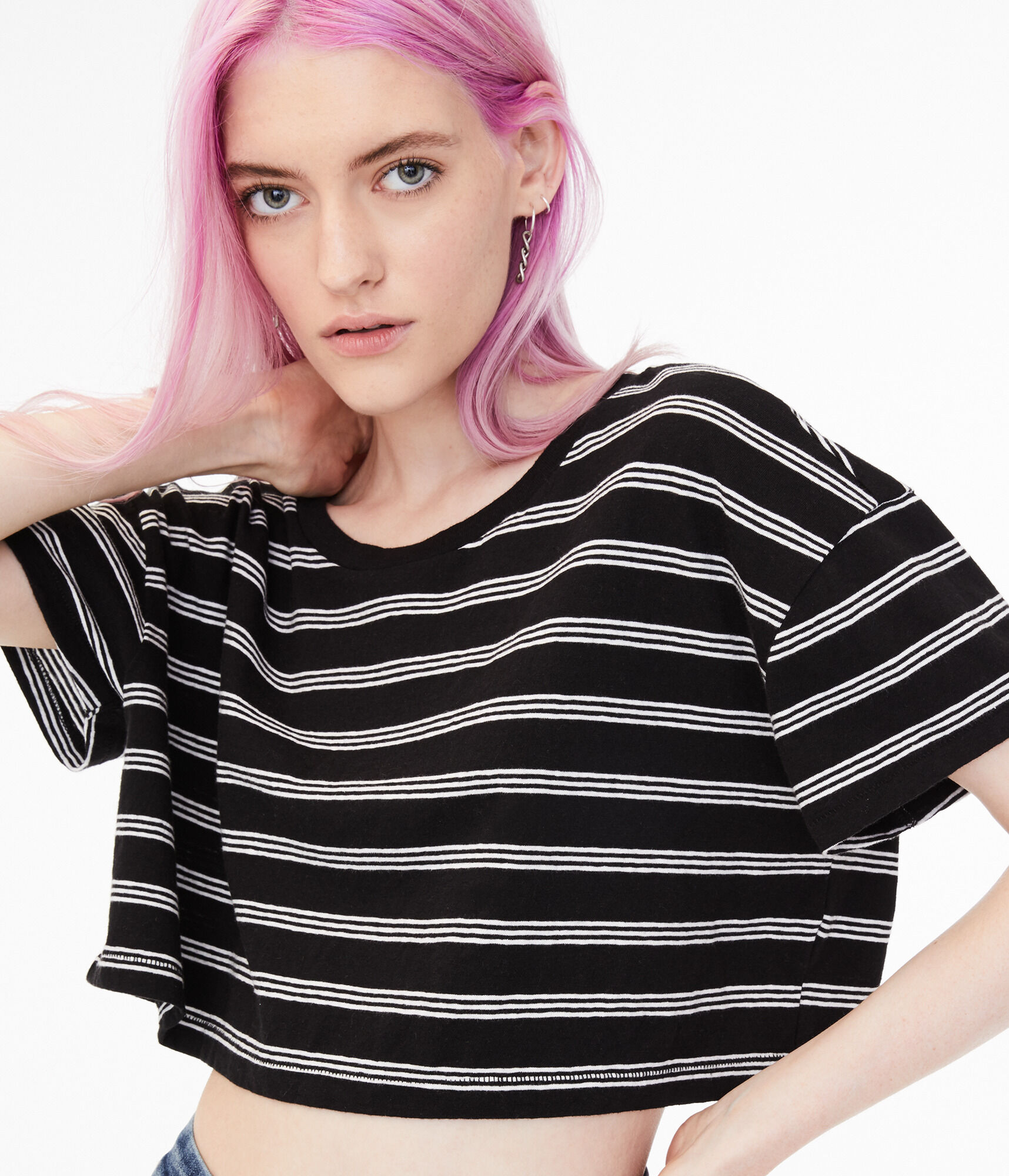 Striped Super-Cropped Tee
