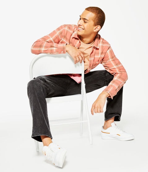 Long Sleeve Relaxed Washed Plaid Flannel Shirt Long Sleeve Relaxed Washed Plaid Flannel Shirt