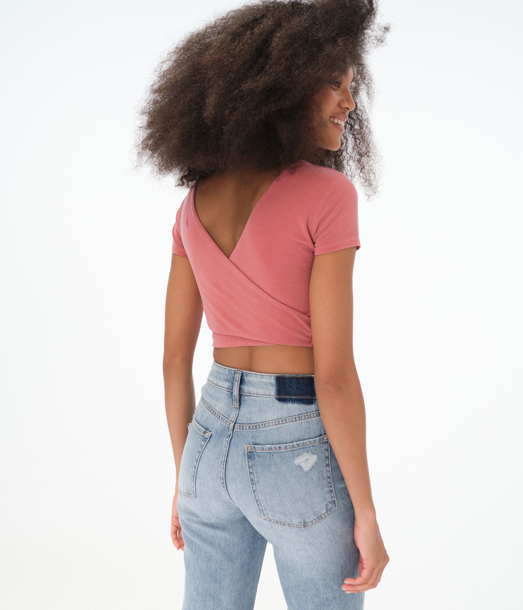 Seriously Soft Pigment-Dyed Faux Wrap 2-Way Crop Top
