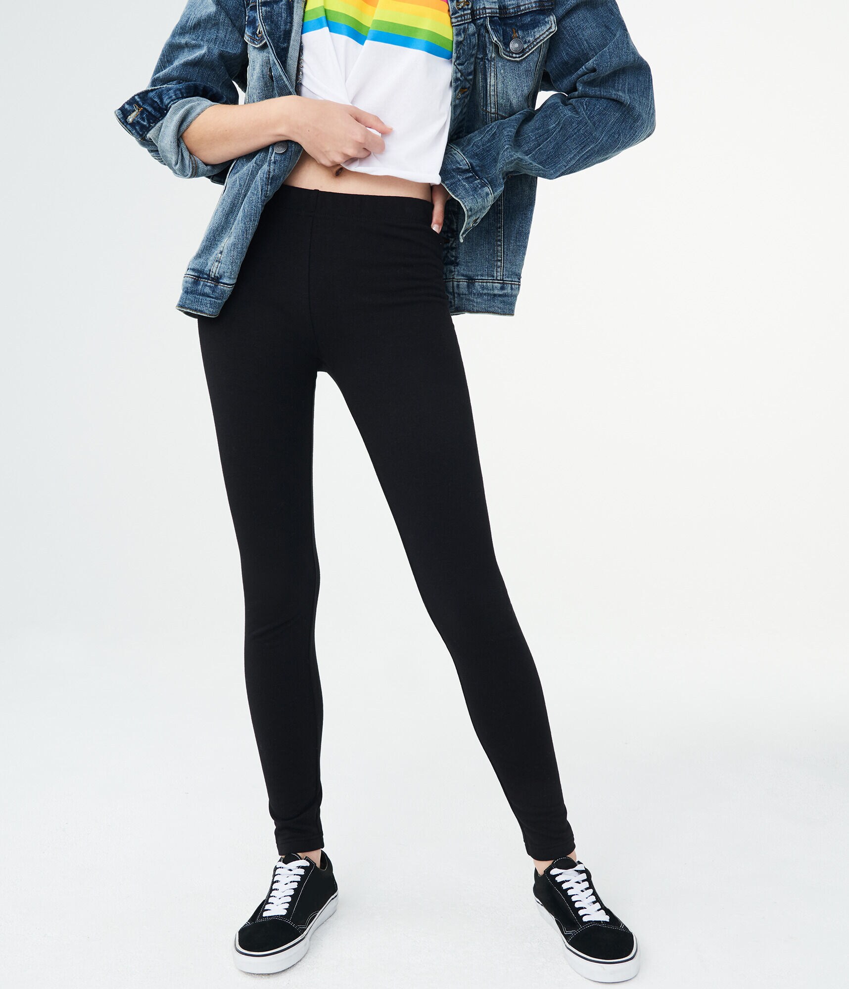 High-Waisted Solid Stretch Fleece Leggings