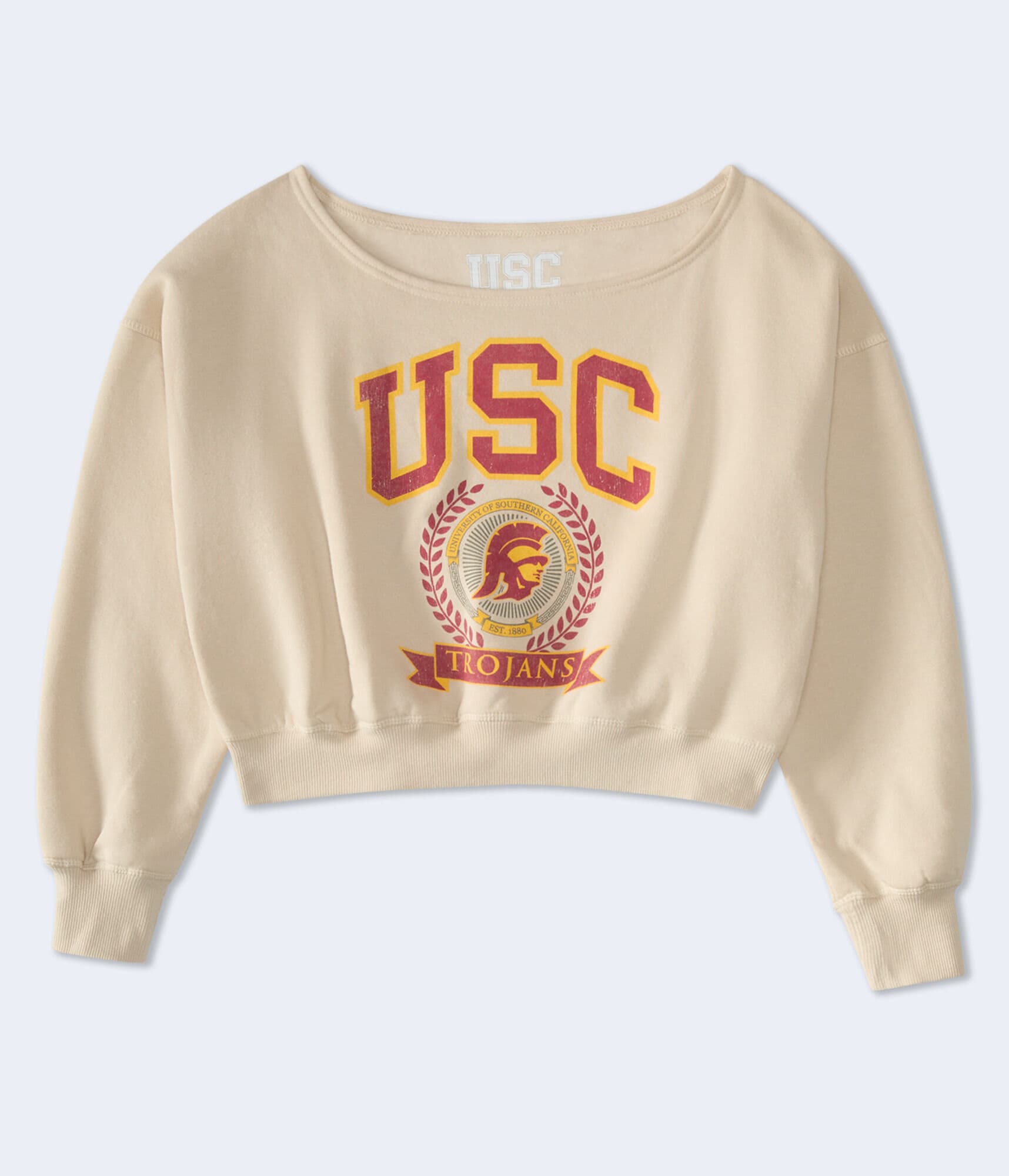 USC Cropped Off-The-Shoulder Sweatshirt