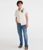 Floral Embroidered Camp Shirt