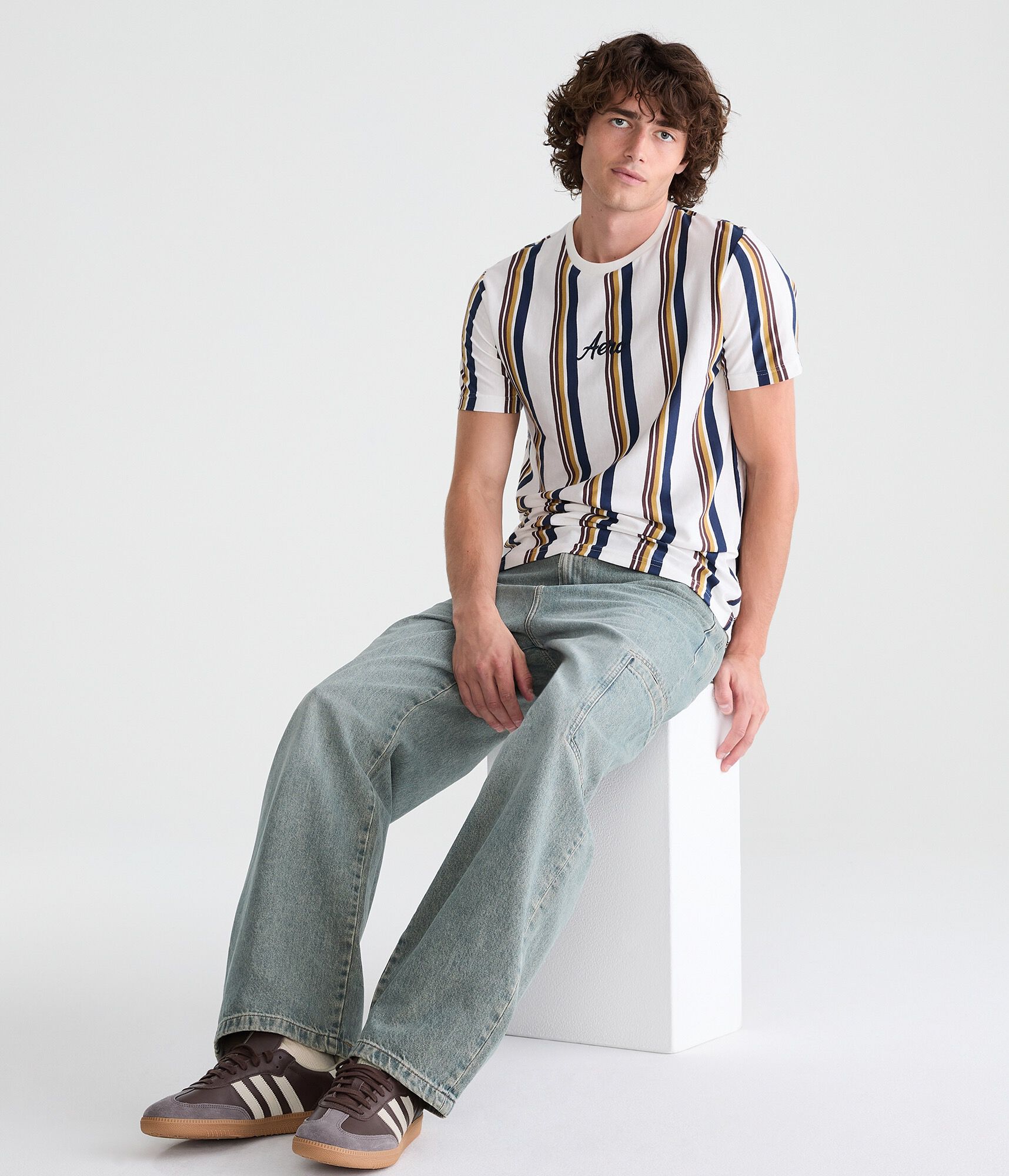 Vertical Stripe Logo Graphic Tee