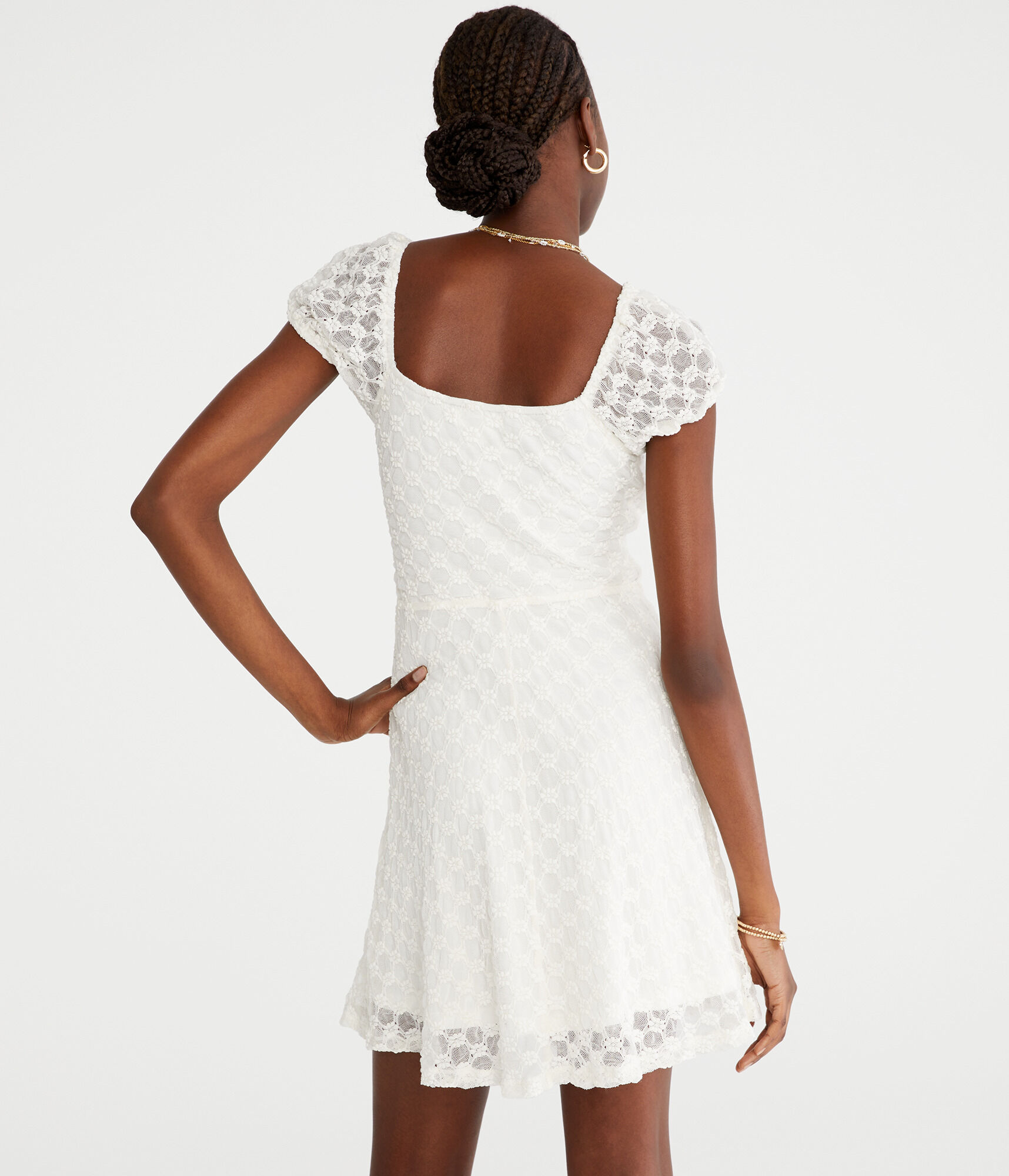 Solid Sweetheart Floral Lace Fit & Flare Dress