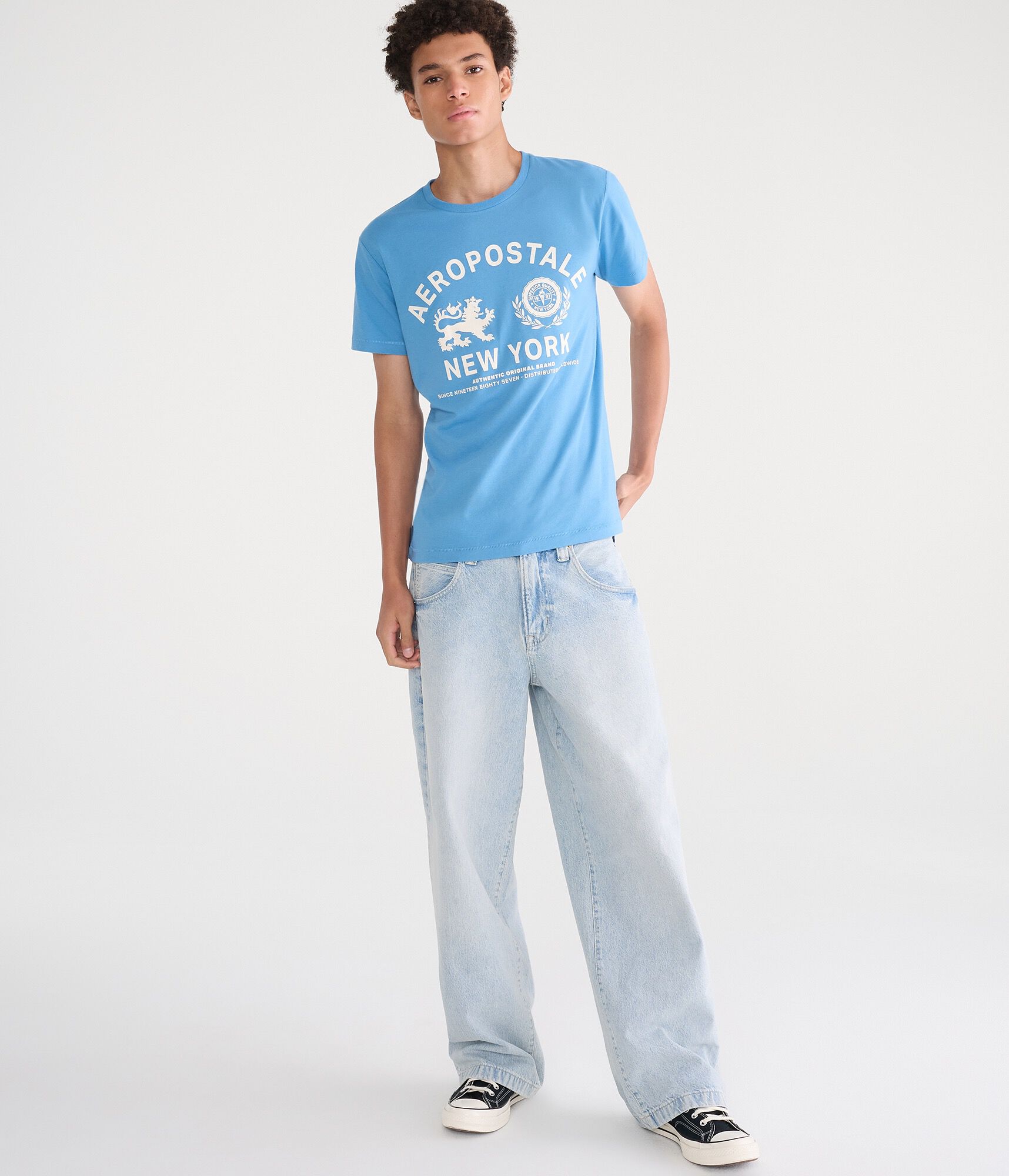Aeropostale Lion Crest Flocked Graphic Tee