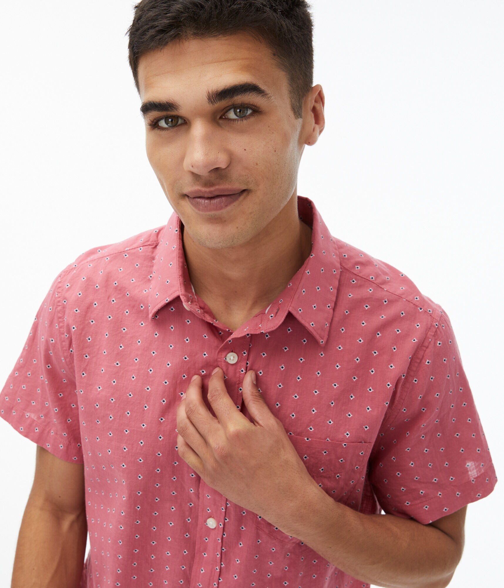 Geo Print Button-Down Shirt