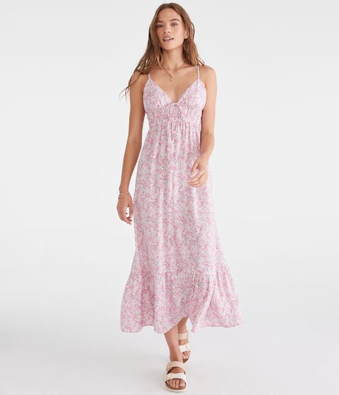 Floral V-Neck Tie-Front Maxi Dress Floral V-Neck Tie-Front Maxi Dress