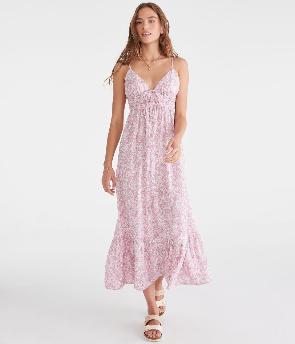 Floral V-Neck Tie-Front Maxi Dress