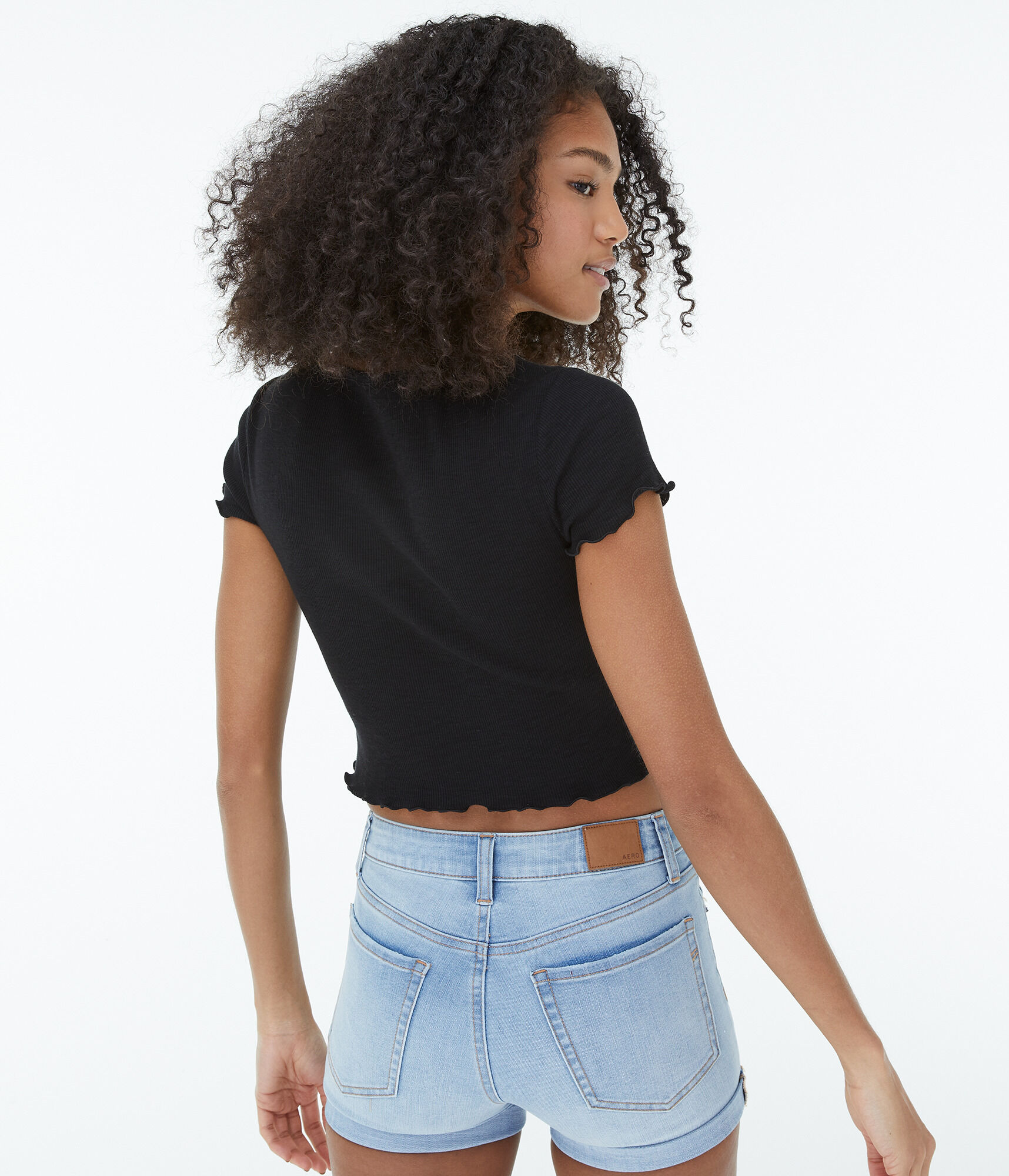 Flyaway Button-Front Cropped Tee
