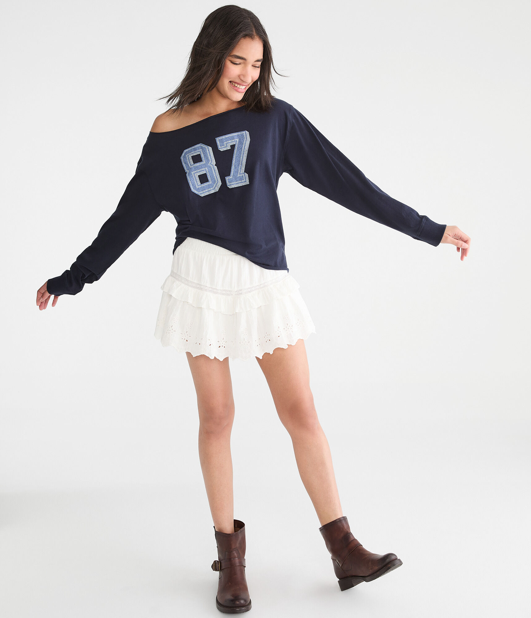 Long Sleeve Seriously Soft 87 Off-The-Shoulder Tee