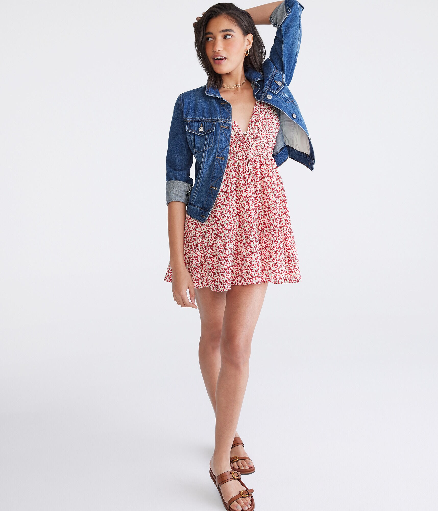 Floral V-Neck Babydoll Dress