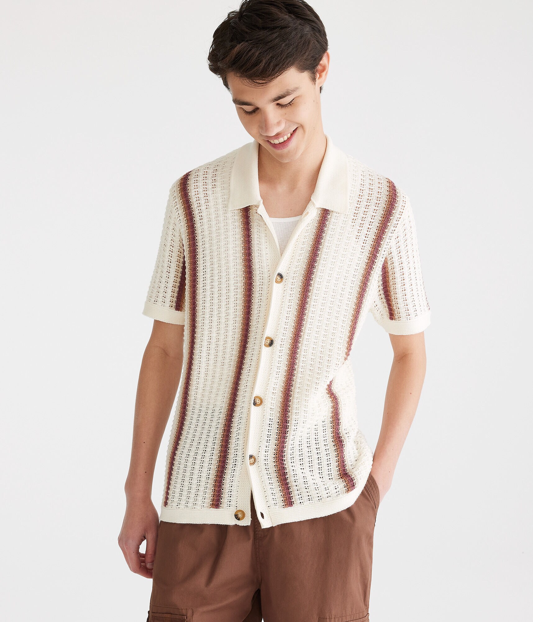 Vertical Stripe Crocheted Shirt