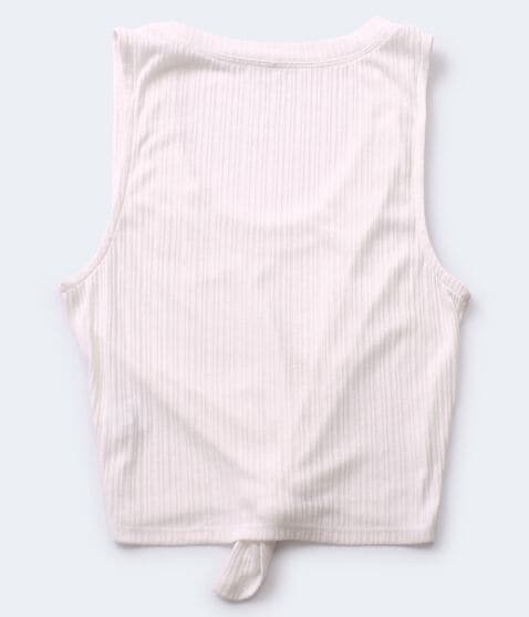 Ribbed Tie-Front Cropped Tank