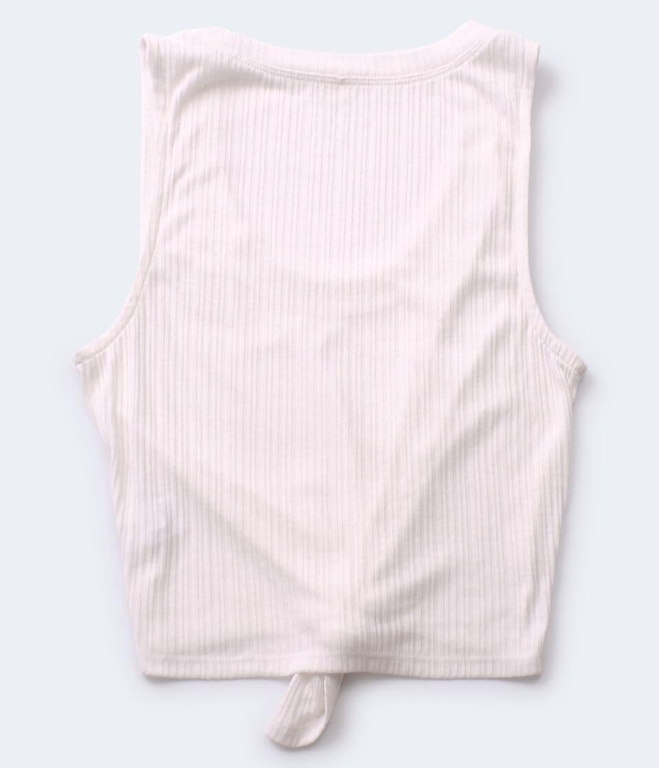 Ribbed Tie-Front Cropped Tank