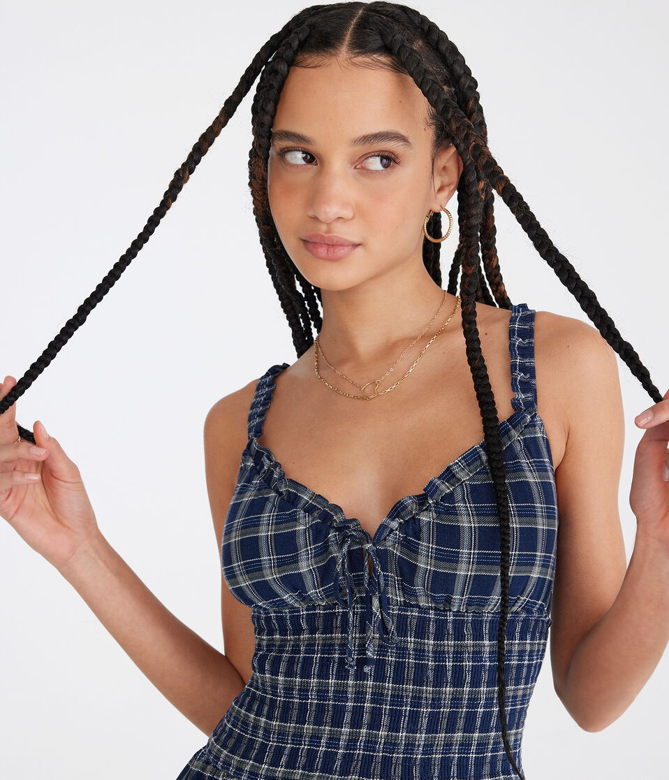 Plaid V-Neck Smocked Fit & Flare Dress Plaid V-Neck Smocked Fit & Flare Dress