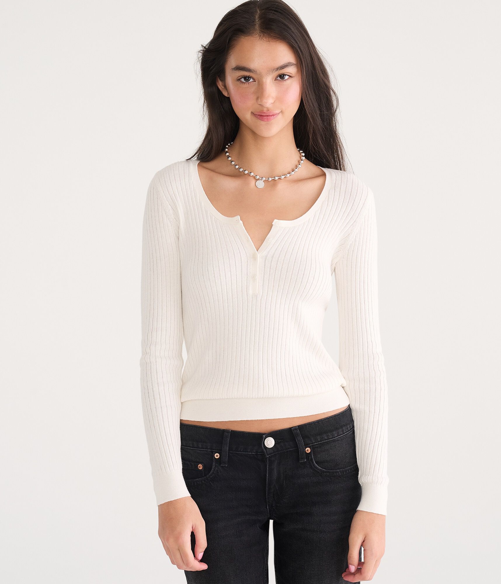 Ribbed Henley Sweater