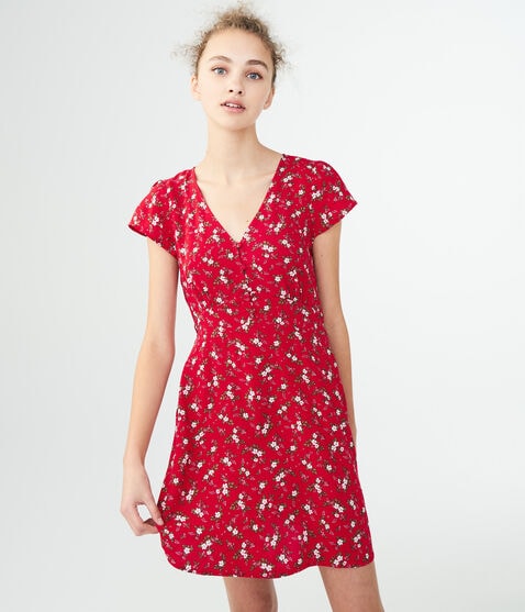 Floral V-Neck Shirt Dress