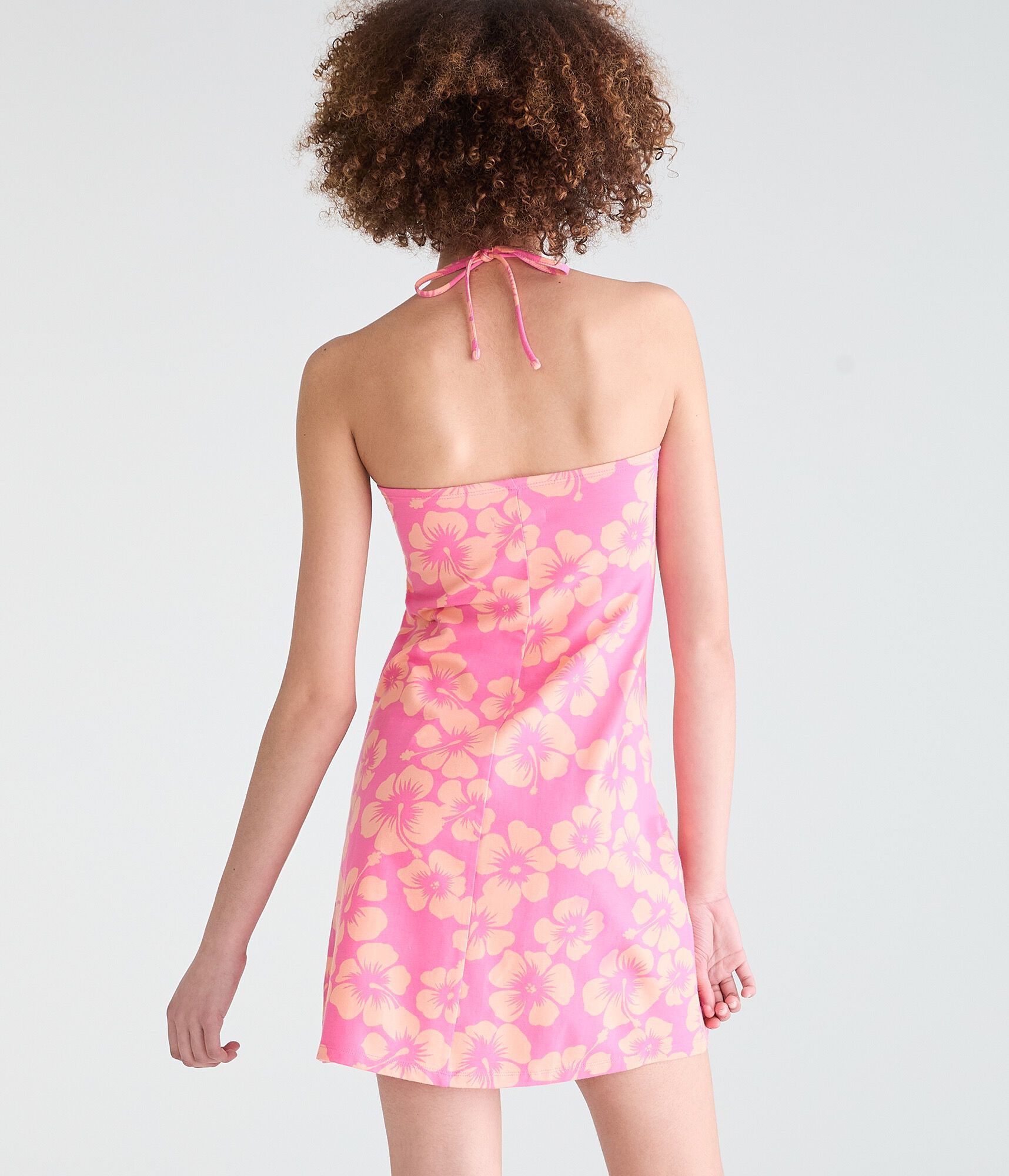 Roxy Hibiscus Print Halter Mini Dress