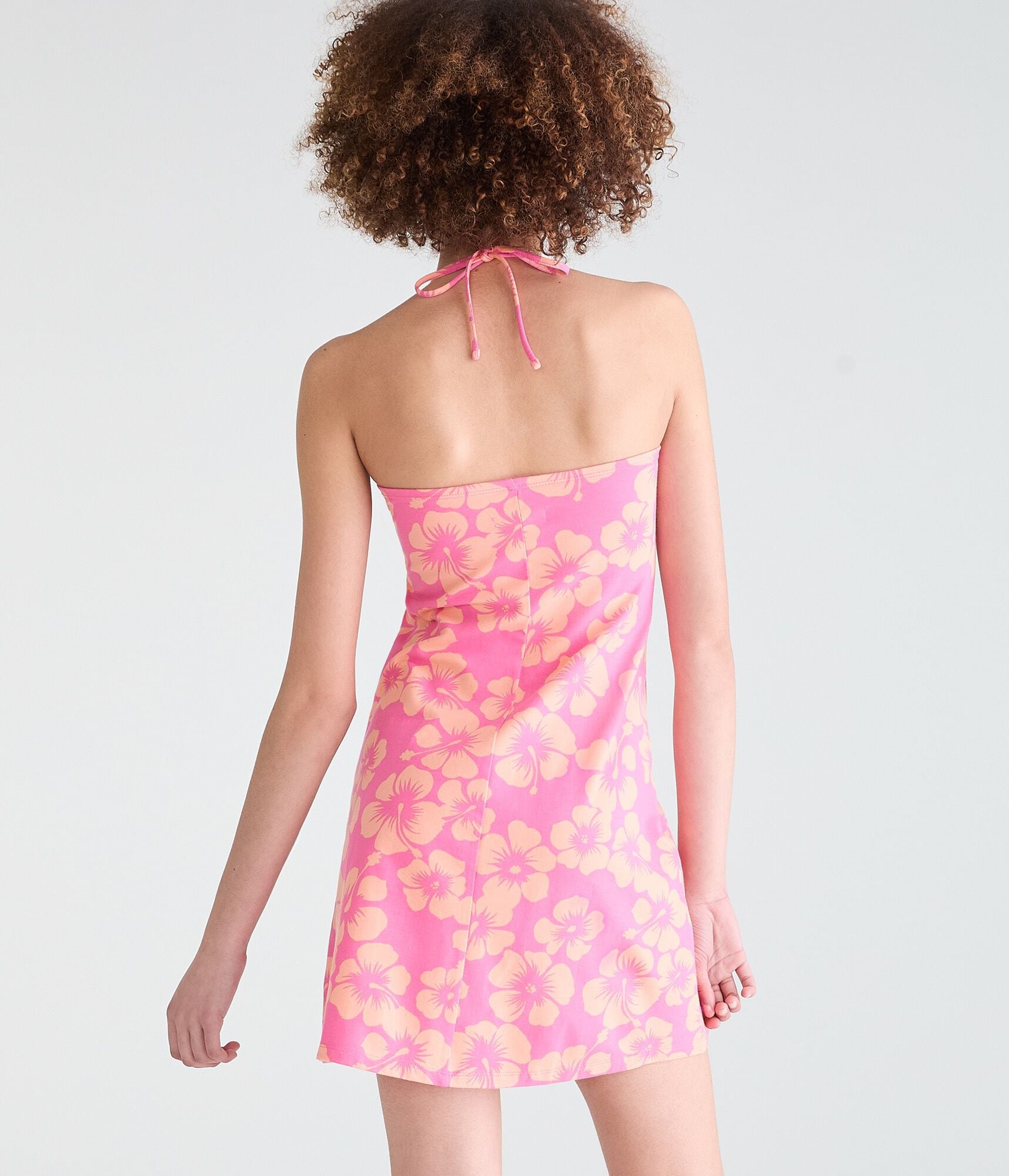 hibiscus halter dress Exploded Sequin Embellished Maxi - Exploded Hibiscus NINTH ISLEs Halter Dress fits loosely and comfortably to ensure your day is lovely and enjoyable Y2K City Triangles Hibiscus Print