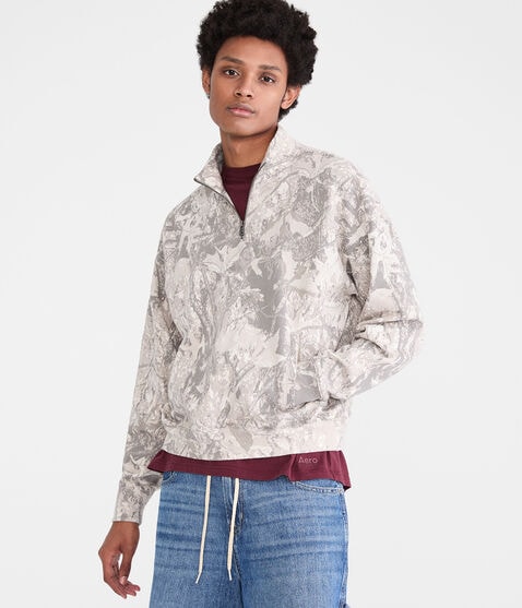 Cloud Soft Forest Camo Boxy Quarter-Zip Sweatshirt Cloud Soft Forest Camo Boxy Quarter-Zip Sweatshirt
