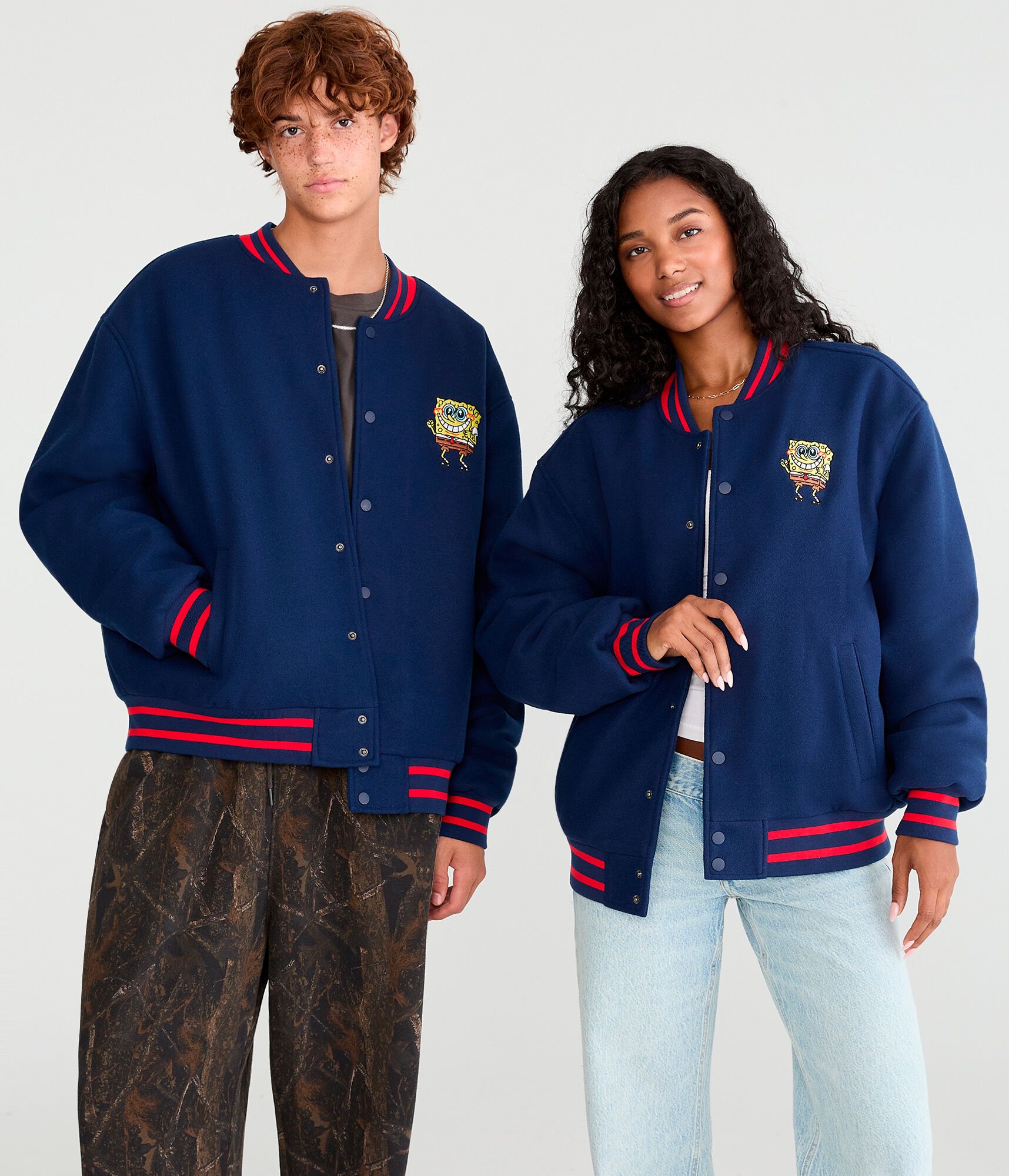 SpongeBob x Aero Faux Wool Bomber Jacket