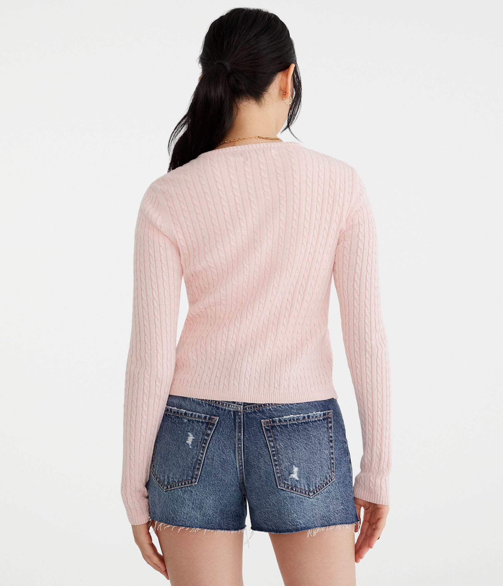 【DEARMINE】Rwi two button cable knit Anna-Kaci Women's Cable Knit Button-Up Cardigan and Mini