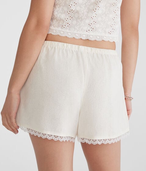 Solid Lace-Trim Linen Boxers Solid Lace-Trim Linen Boxers