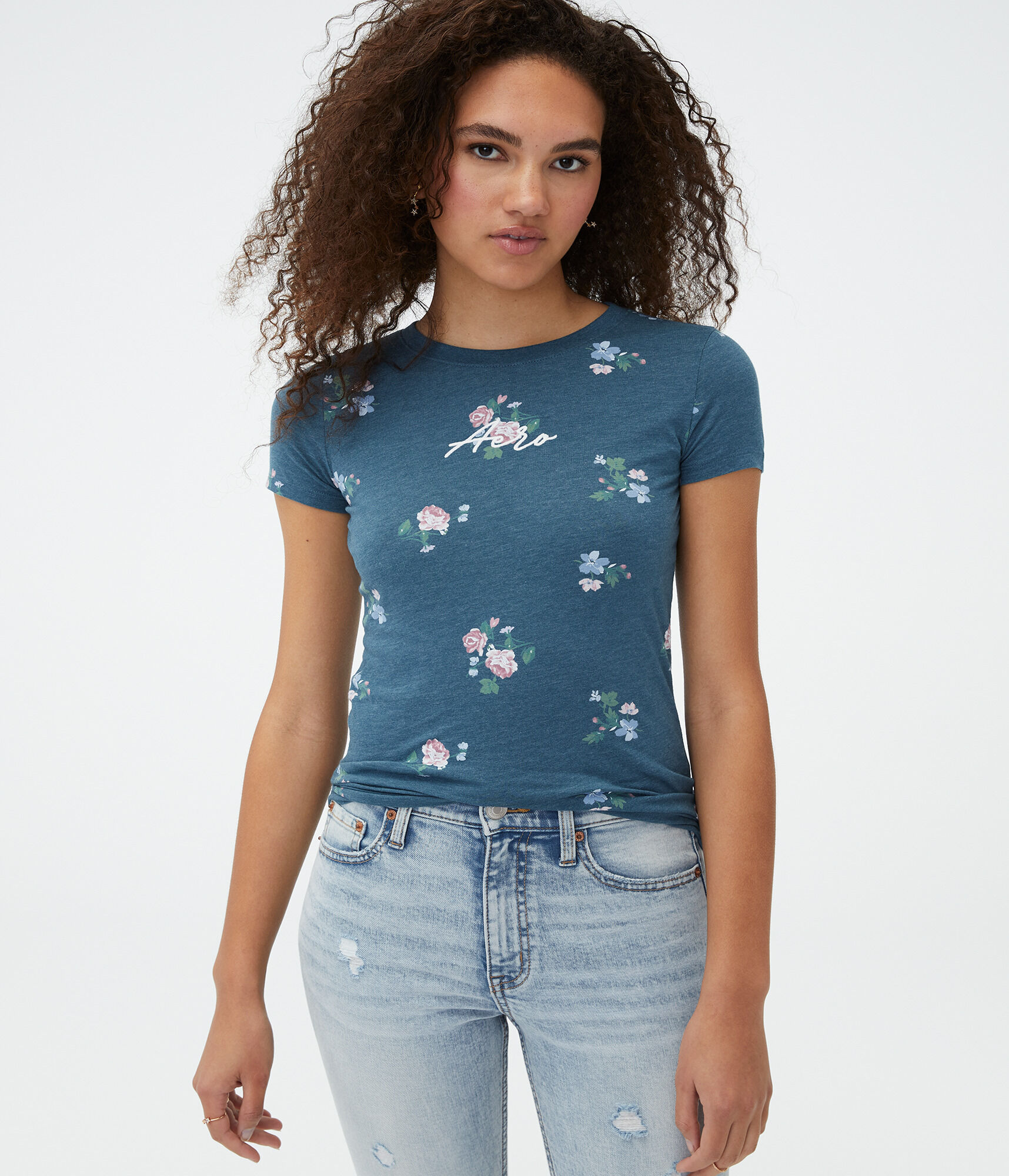 Aero Logo Floral Graphic Tee