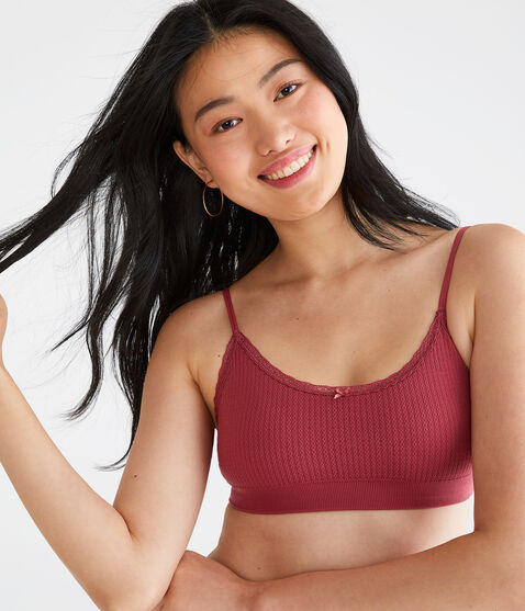 Seamless Lace-Trim Scoop Bralette
