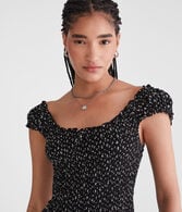 Floral Scoop-Neck Smocked Fit & Flare Dress