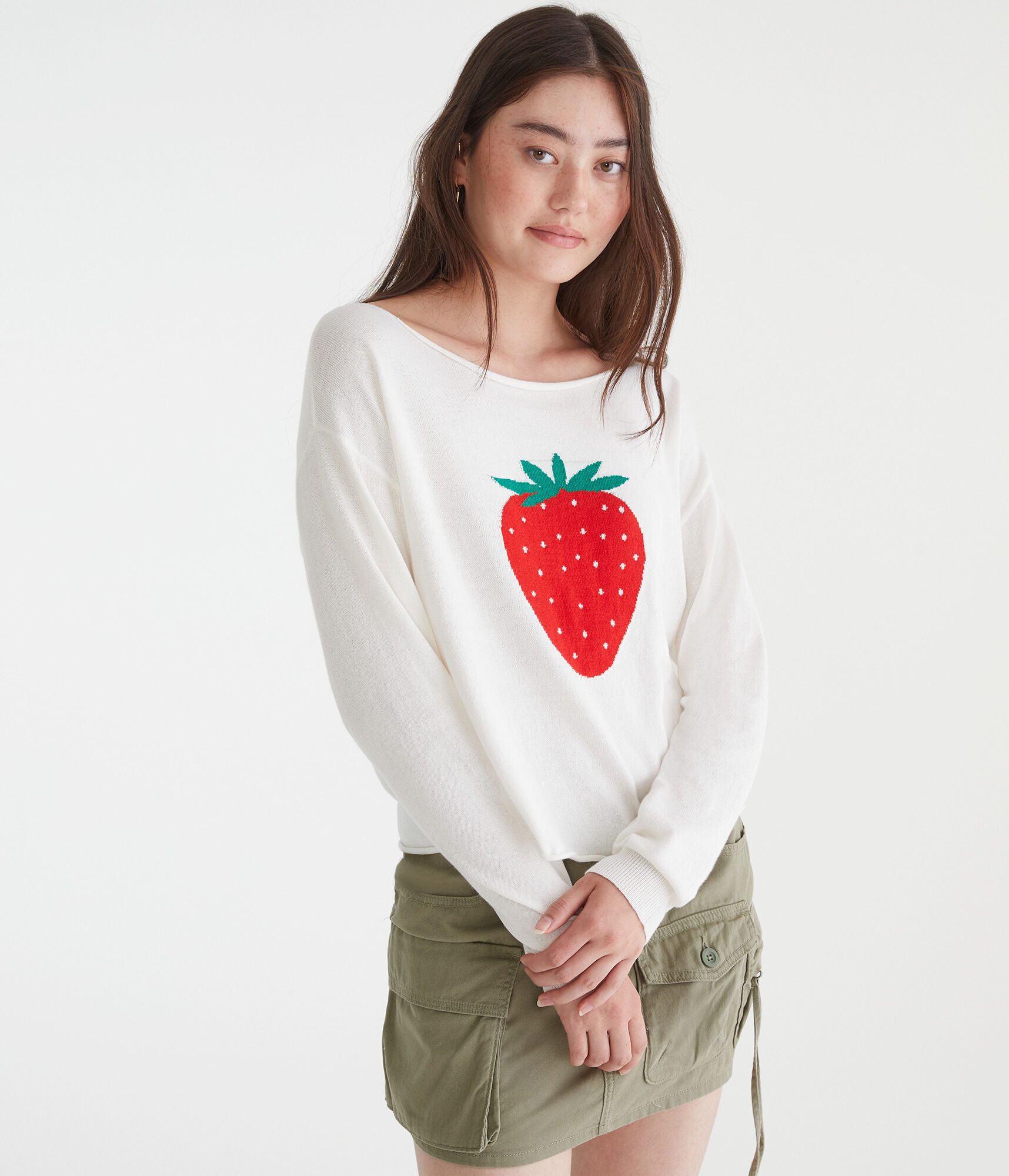 Strawberry Slash-Neck Sweater