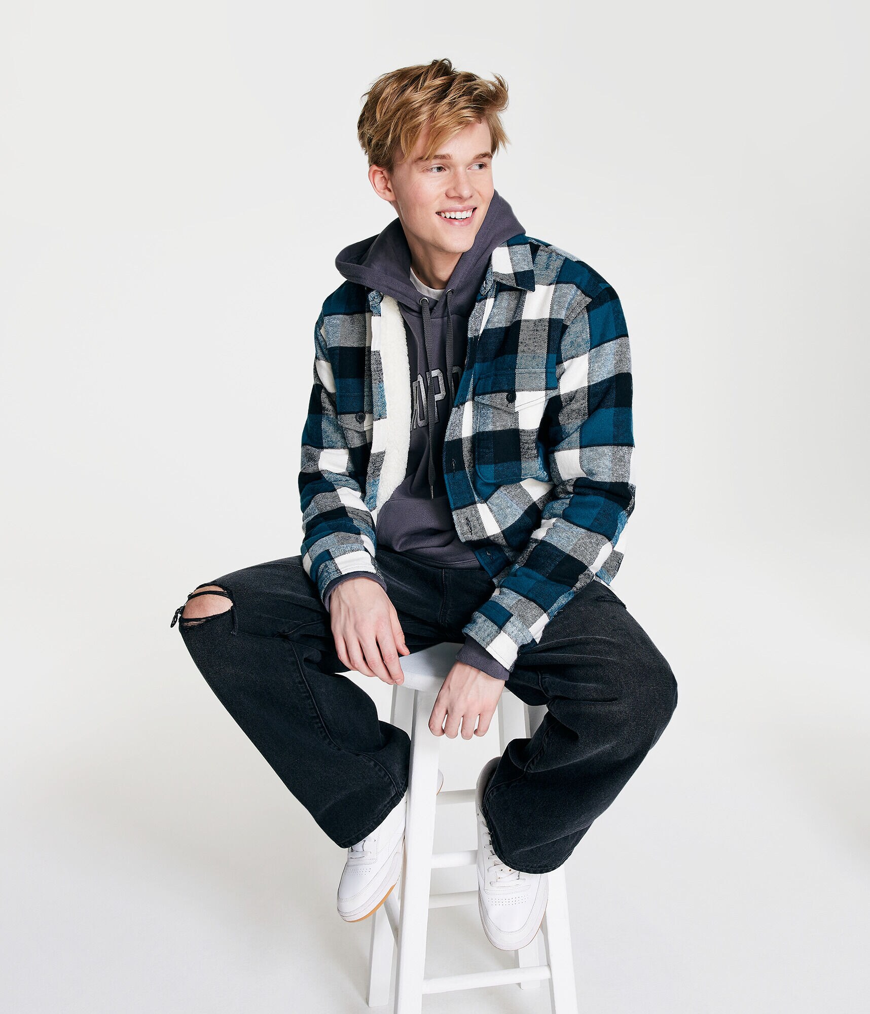 Sherpa Plaid Flannel Shacket
