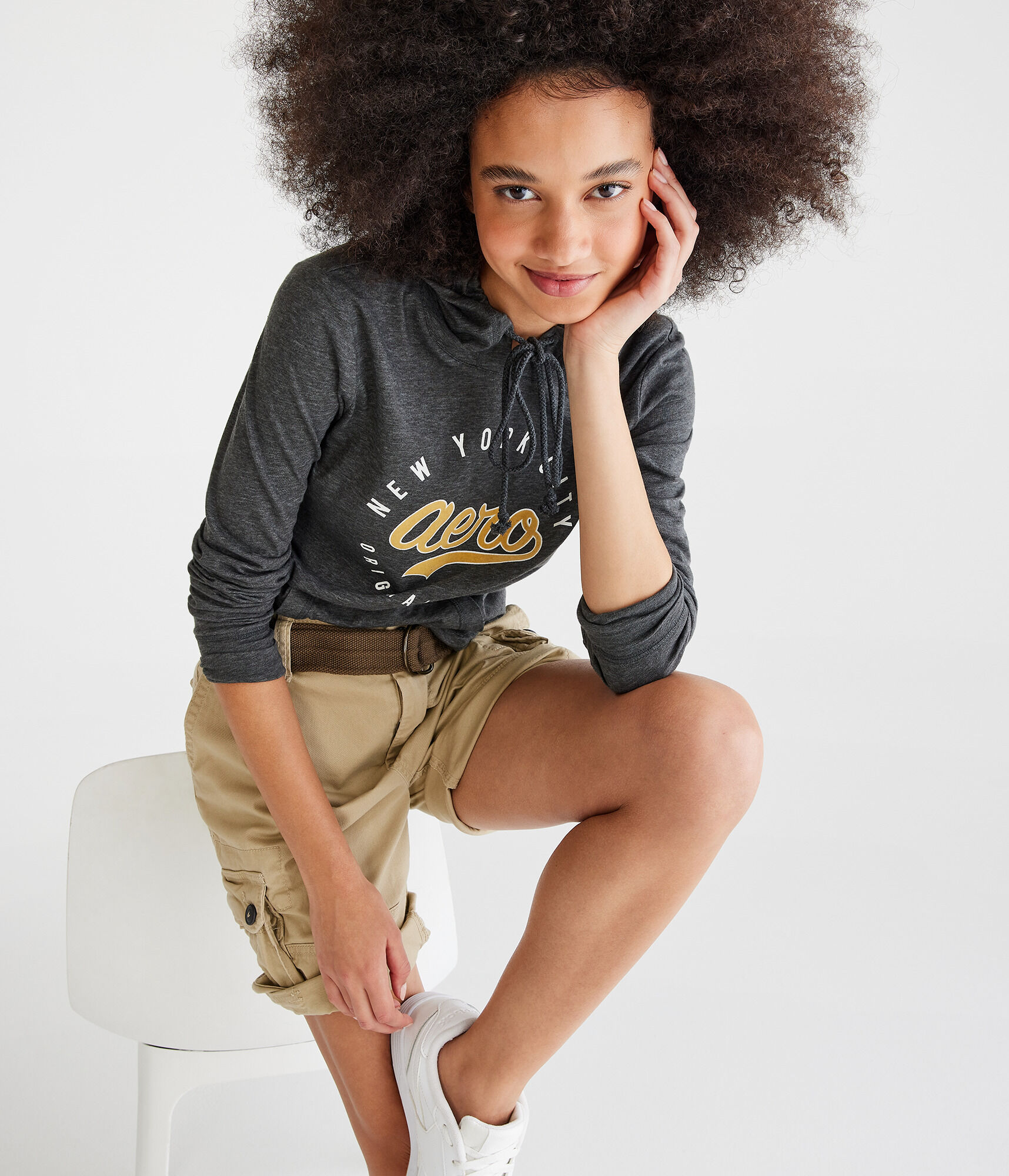 Long Sleeve Aero Script Hooded Graphic Tee