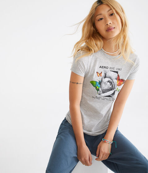 Aero Rose Butterfly Graphic Tee Aero Rose Butterfly Graphic Tee