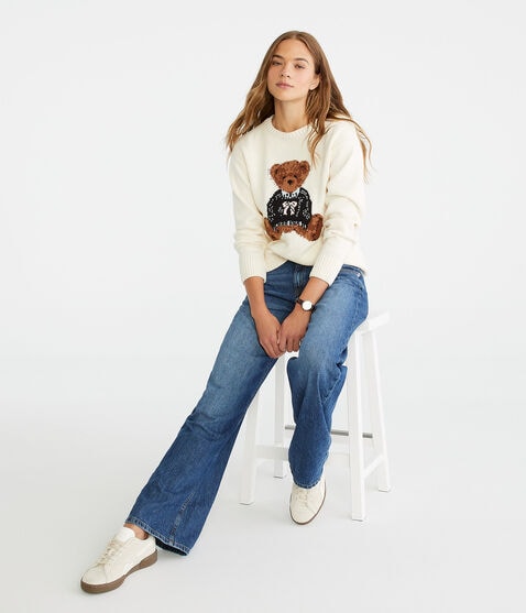 Teddy Bear Oversized Crew Sweater