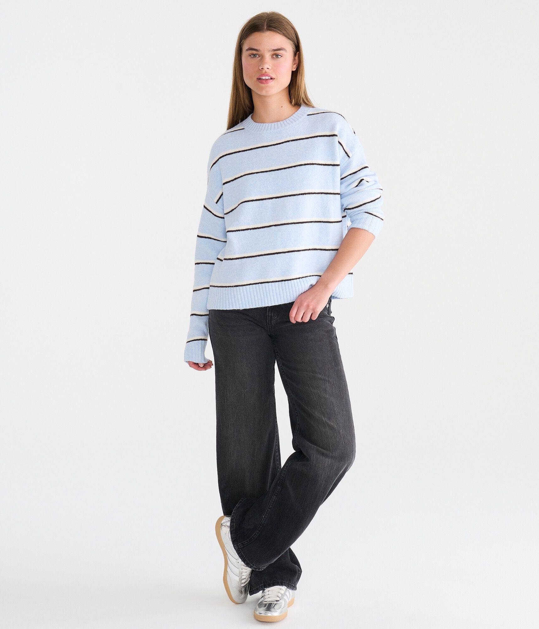 Striped Cozy Crew Sweater