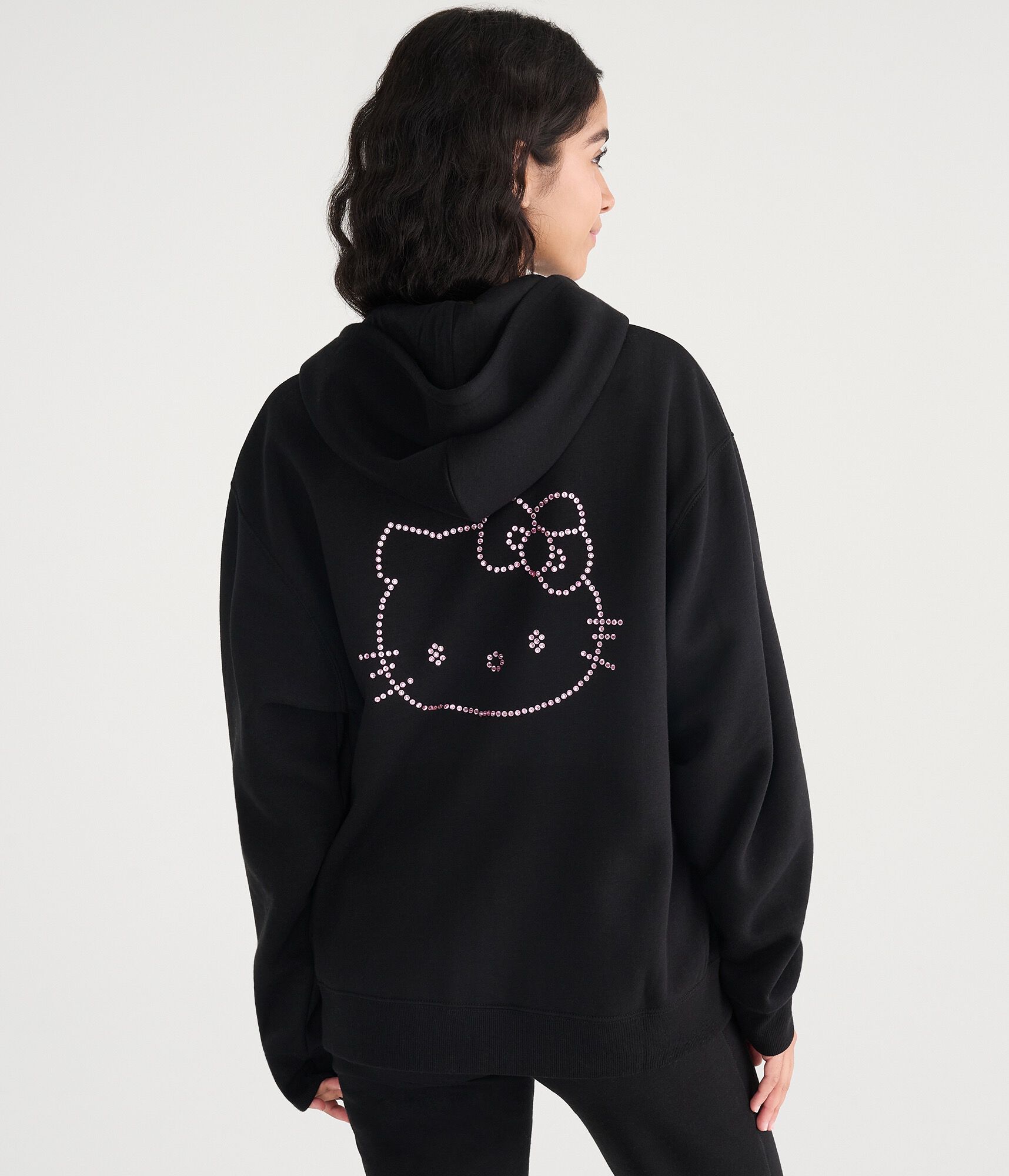 Hello Kitty Rhinestone Oversized Full-Zip Hoodie