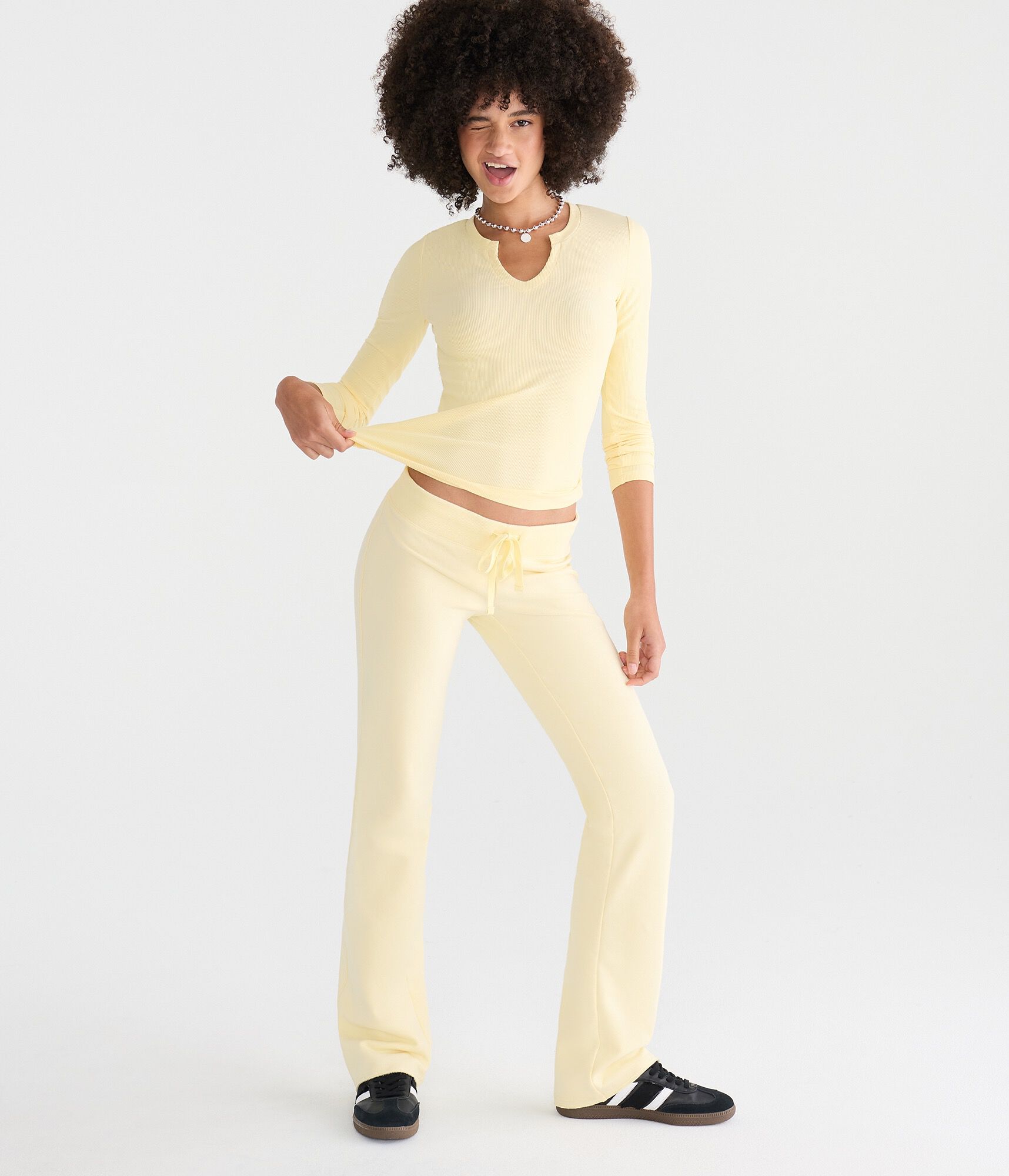 Long Sleeve Buttery Soft Notch-Neck Tee