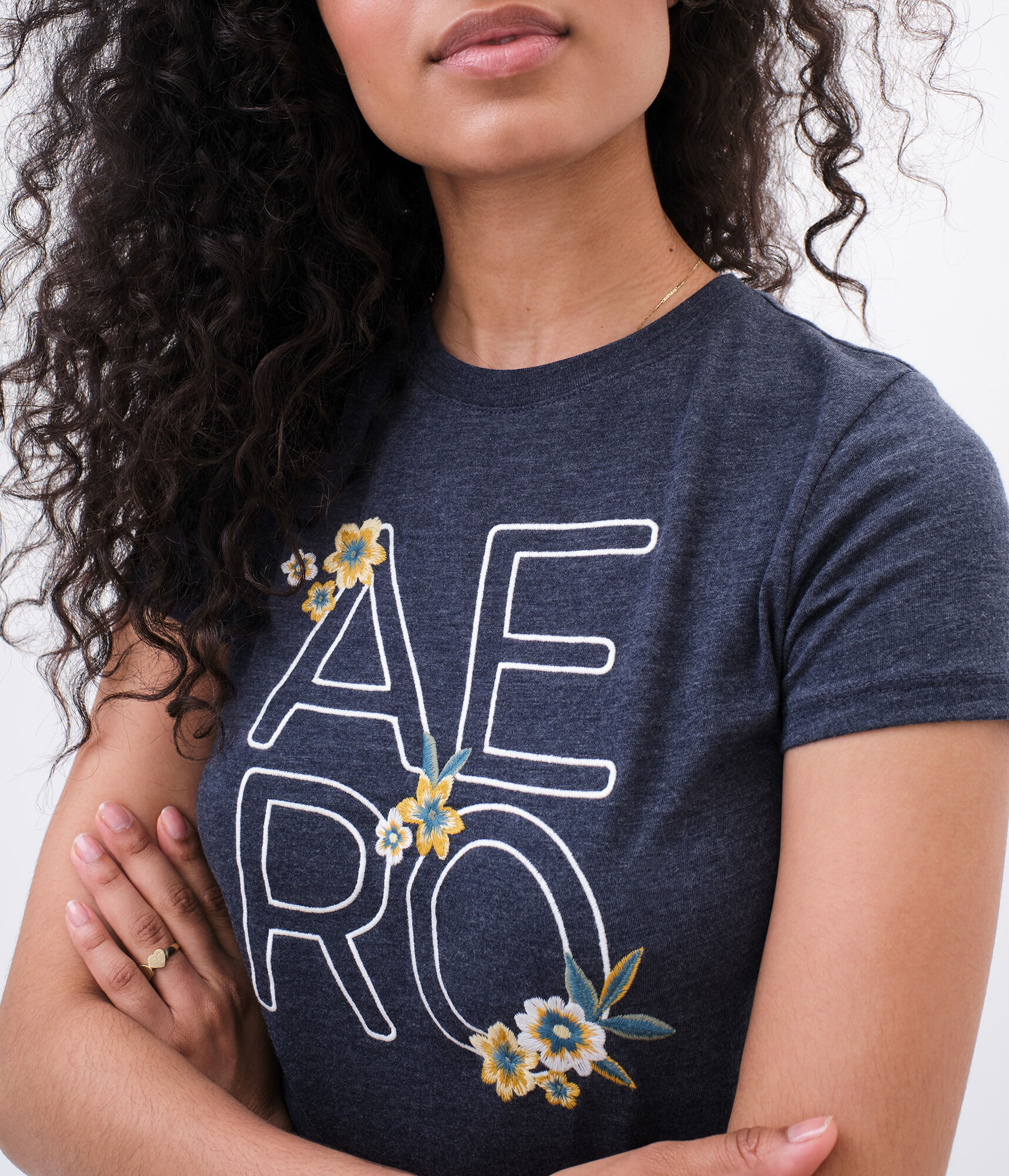 Embroidered Aero Floral Graphic Tee